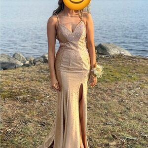 Faviana Sparkling Gold Prom Dress